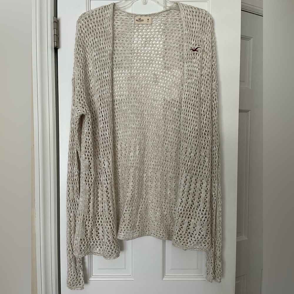 Hollister Women’s Medium Beige Open-Knit Cardigan